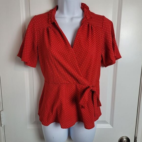 MONTEAU Polkadot Wrap Style Top - Picture 1 of 10